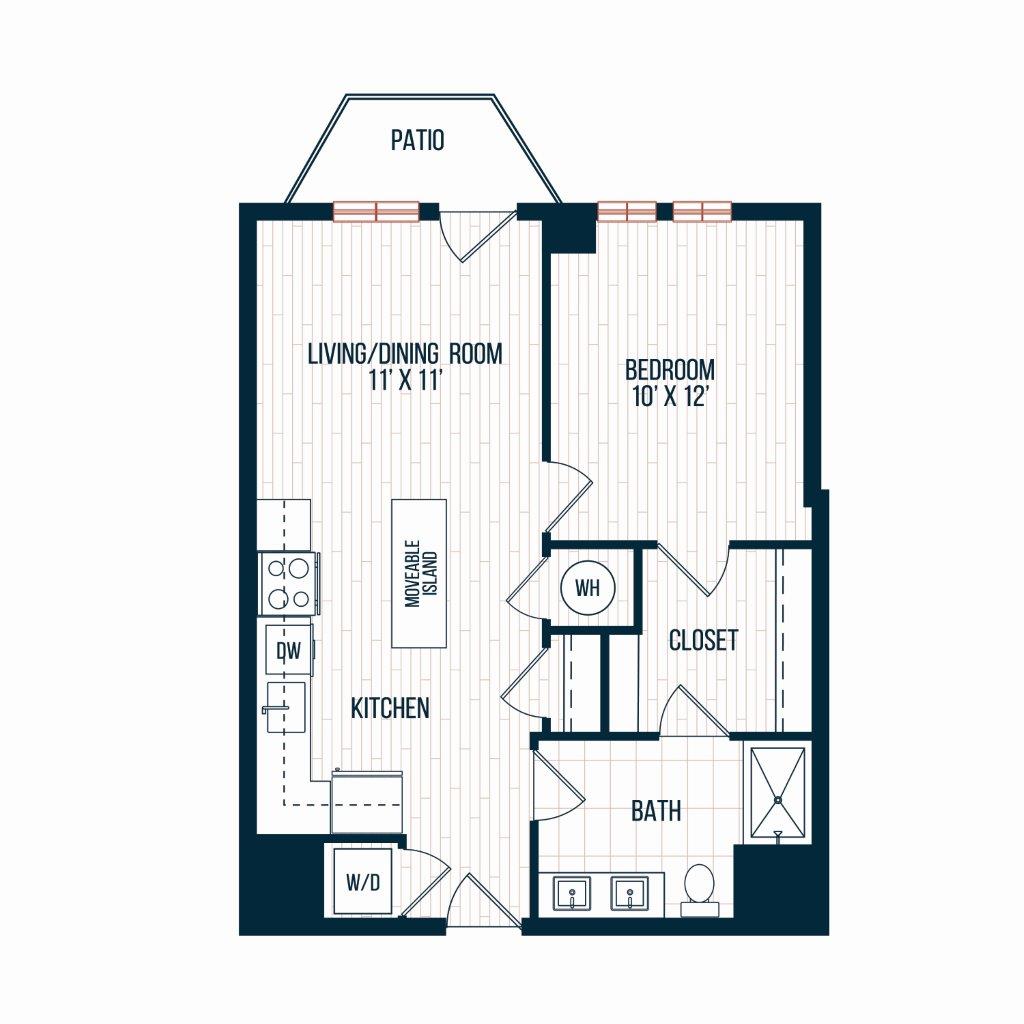 Capitol Rose Luxury Apartments in Washington, DC A1 A Floor Plan